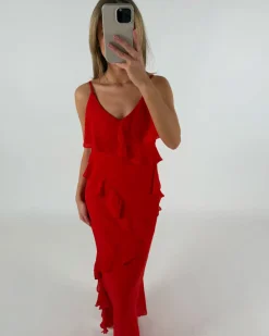 NICOLE maxi kjole, rød