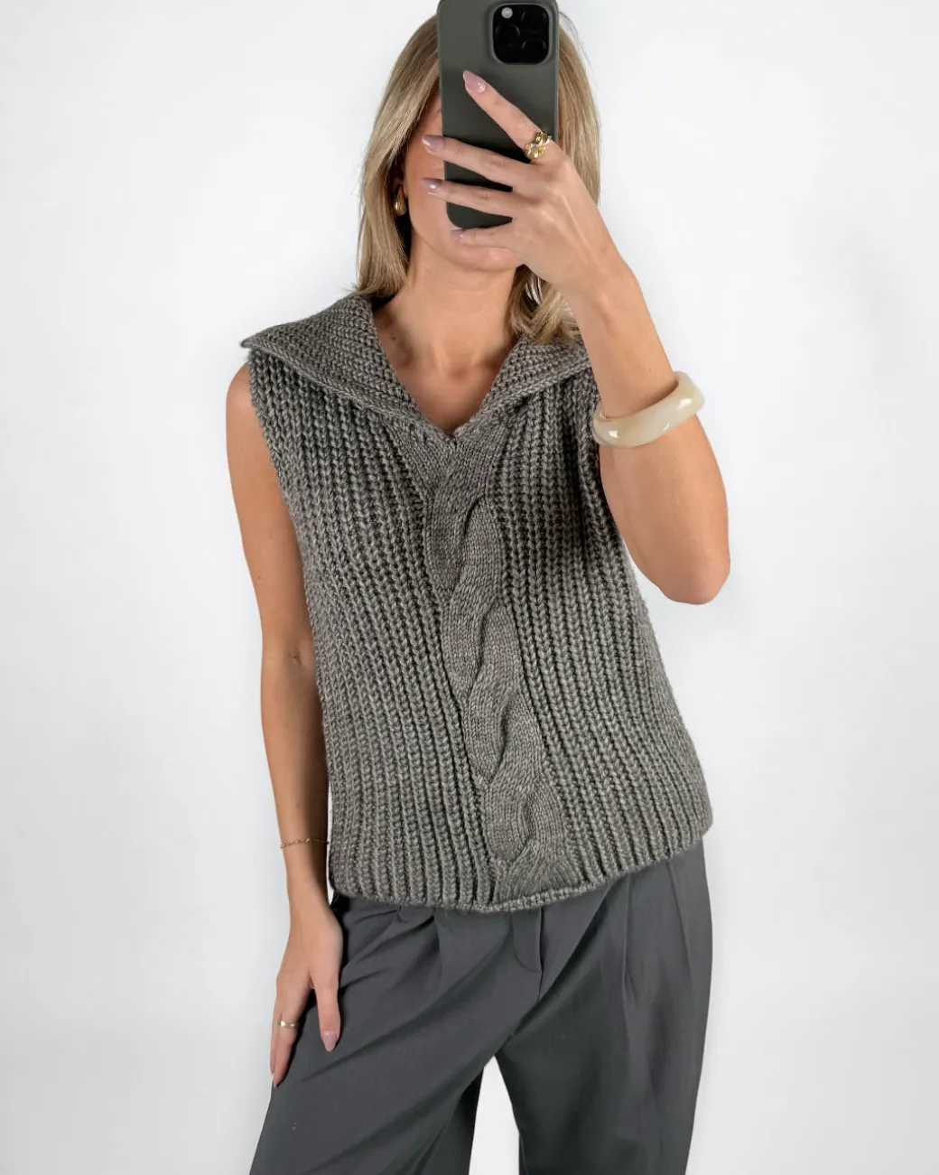 OCEAN strikket vest, grå