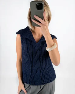 OCEAN strikket vest, navy