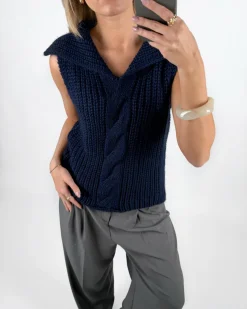 OCEAN strikket vest, navy