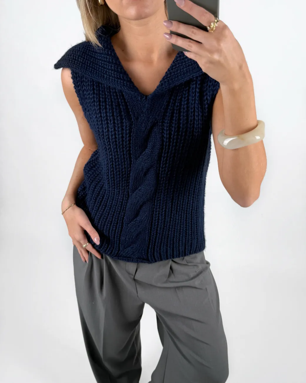 OCEAN strikket vest, navy