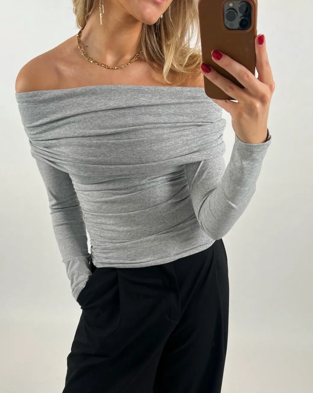 OLIVE bluse, grå