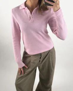 OLIVIA polo bluse, lyserød
