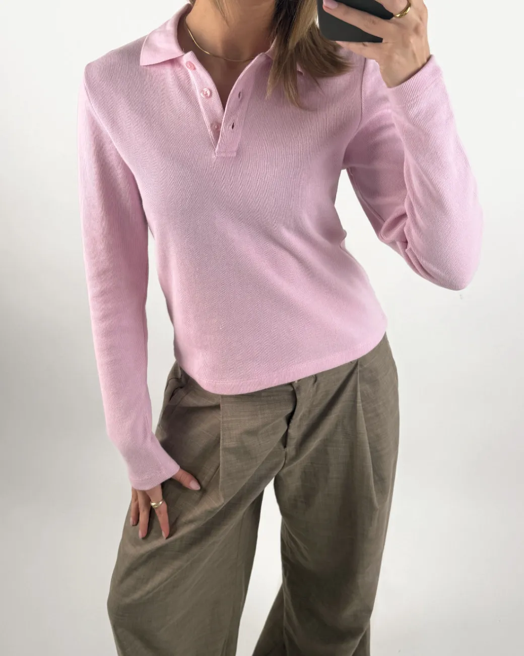 OLIVIA polo bluse, lyserød