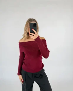 PHOEBE off shoulder bluse, bordeaux