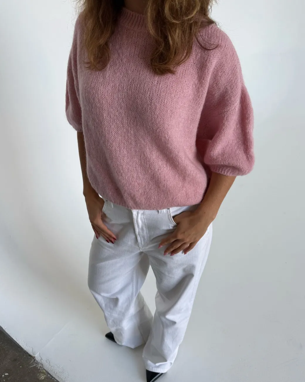 POPPY kortærmet strik, lyserød