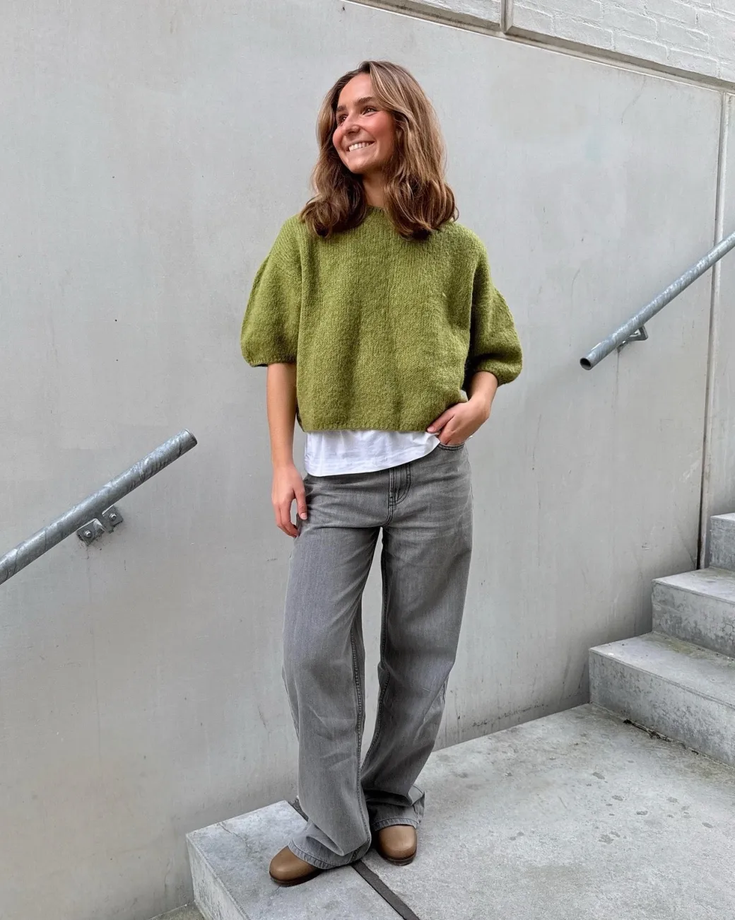 POPPY kortærmet strik, olive