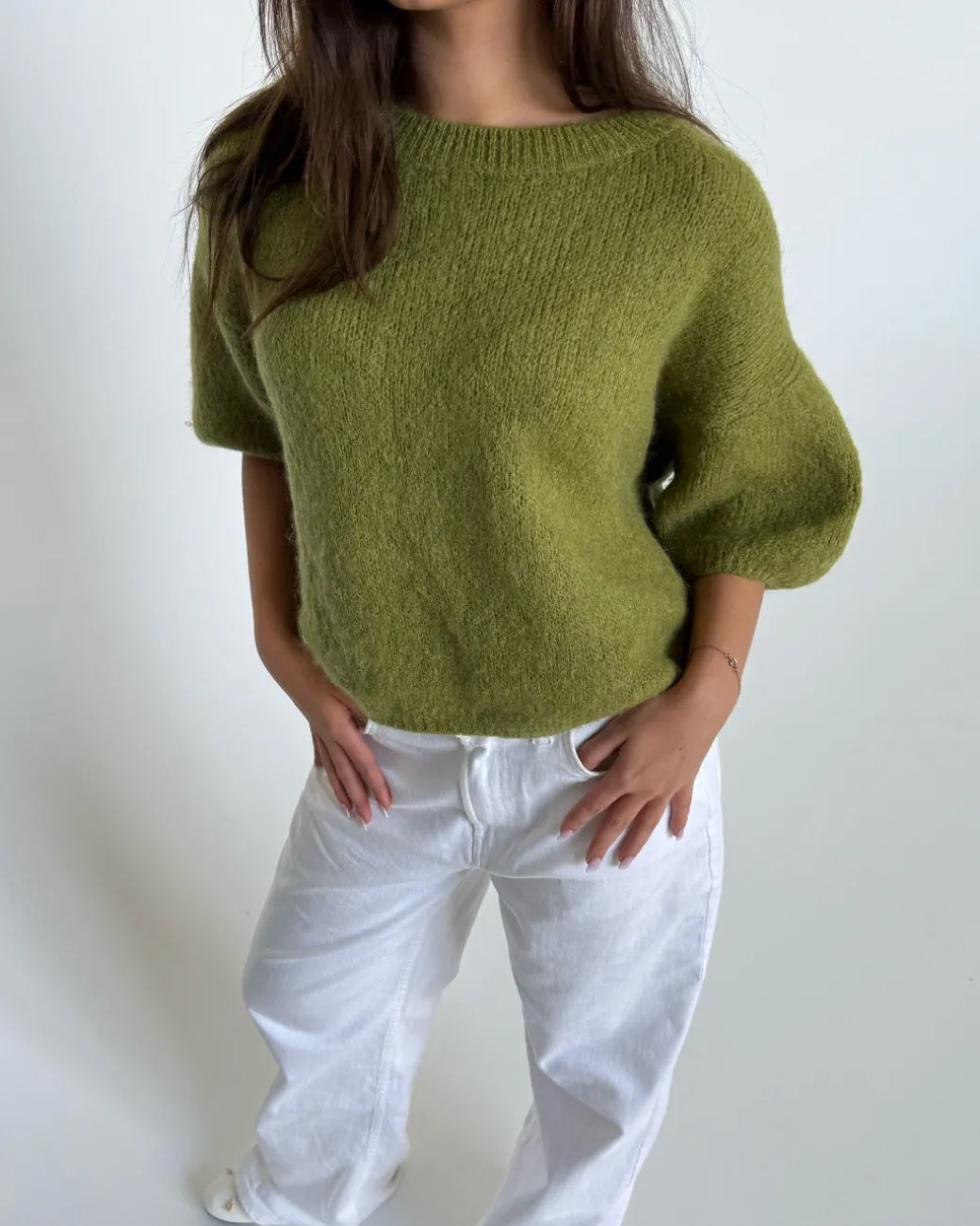 POPPY kortærmet strik, olive