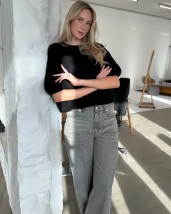 POPPY kortærmet strik, sort