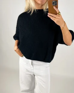 POPPY kortærmet strik, sort