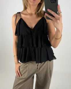 REGITZE flæse top, sort