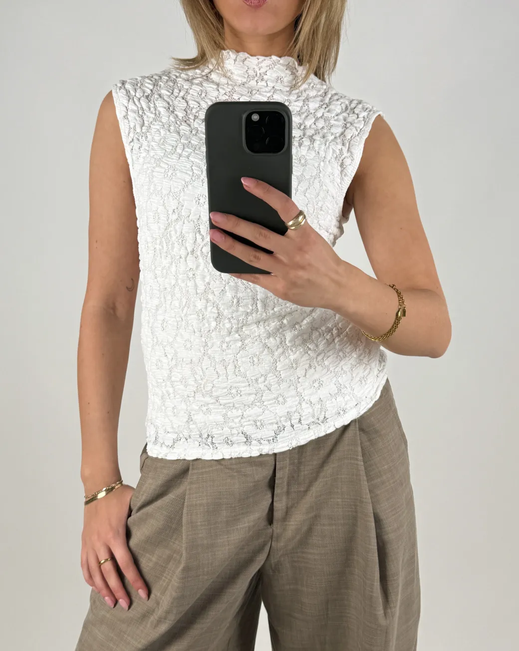 REMI blonde top, hvid