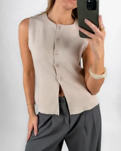 REYNARD strik vest, beige