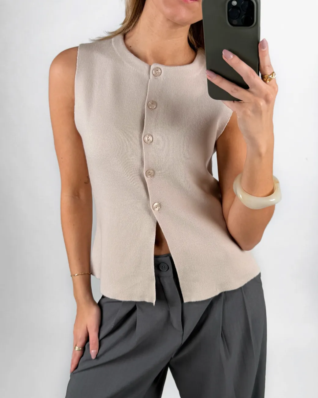 REYNARD strik vest, beige