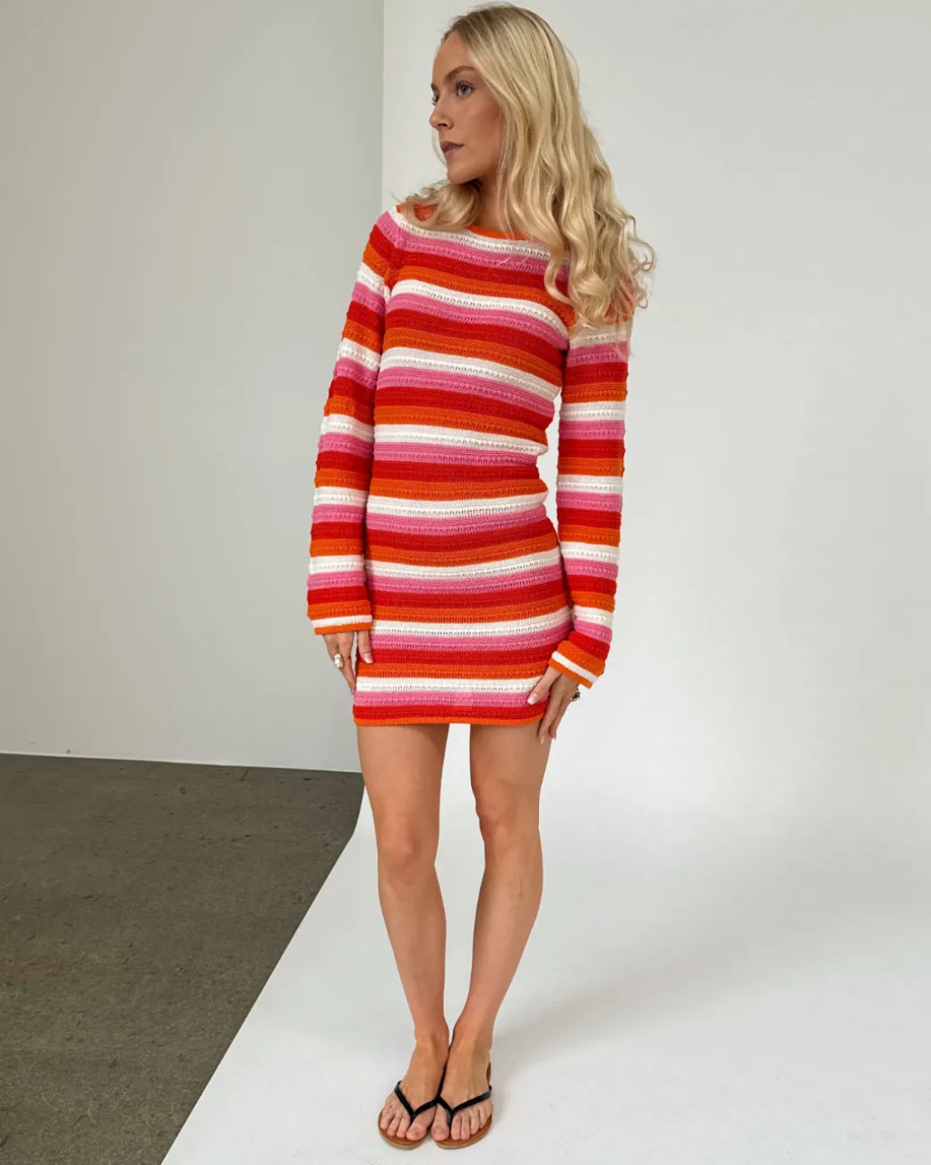 RORY strik kjole, orange/pink