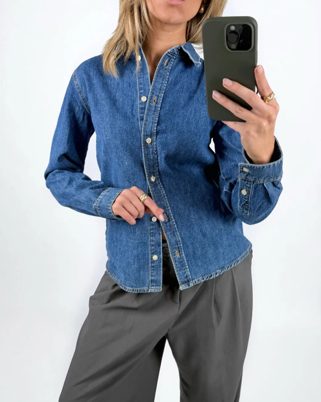 ROSE denim skjorte, mørkeblå