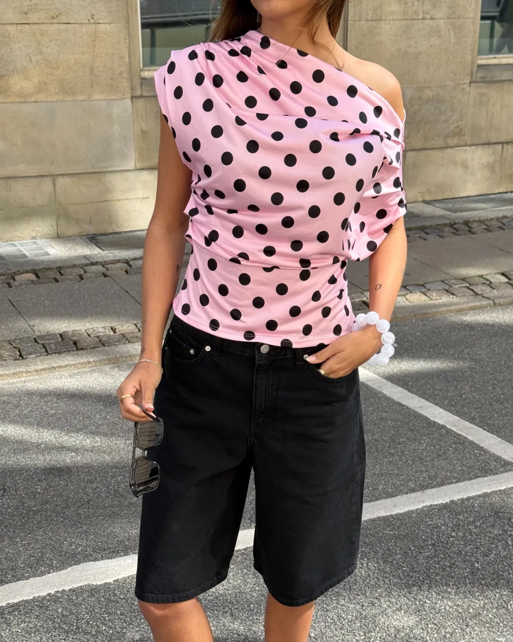 SAMIRA one shoulder top, lyserød