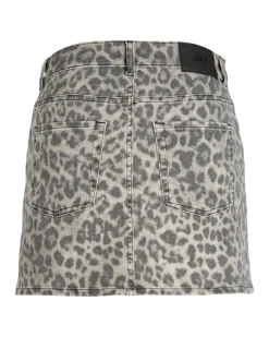 SARAH leopard nederdel, grå