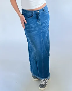 SHELLY maxi nederdel, denim