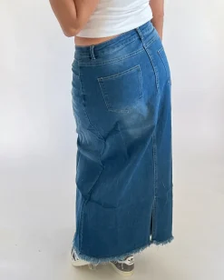 SHELLY maxi nederdel, denim