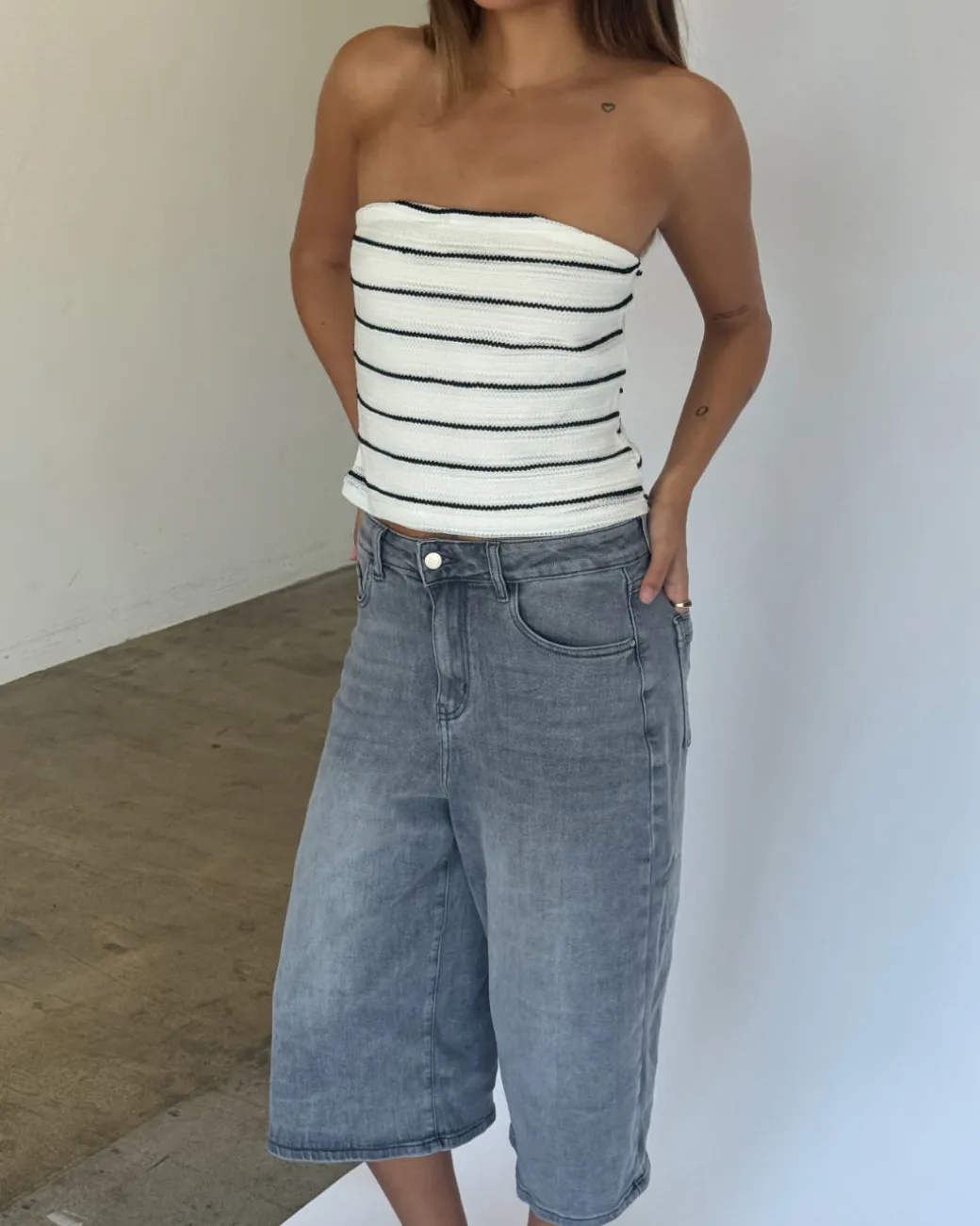 SIGNE stropløs top, hvid