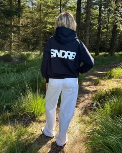 SNDRB hoodie, navy/hvid