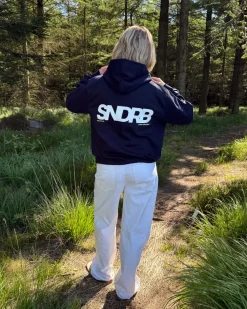 SNDRB hoodie, navy/hvid