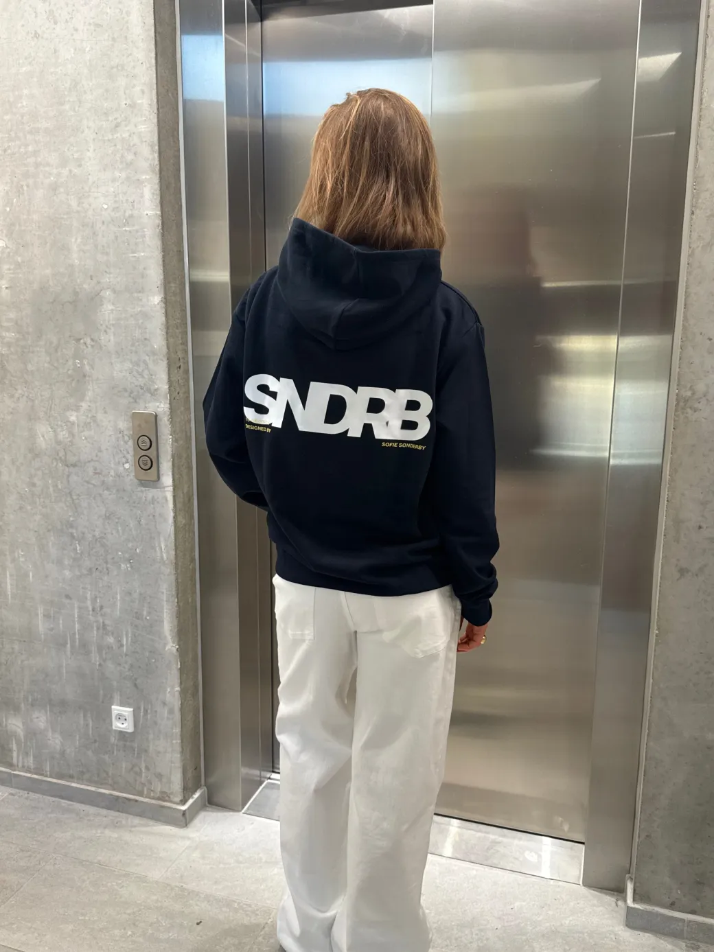 SNDRB hoodie, navy/hvid