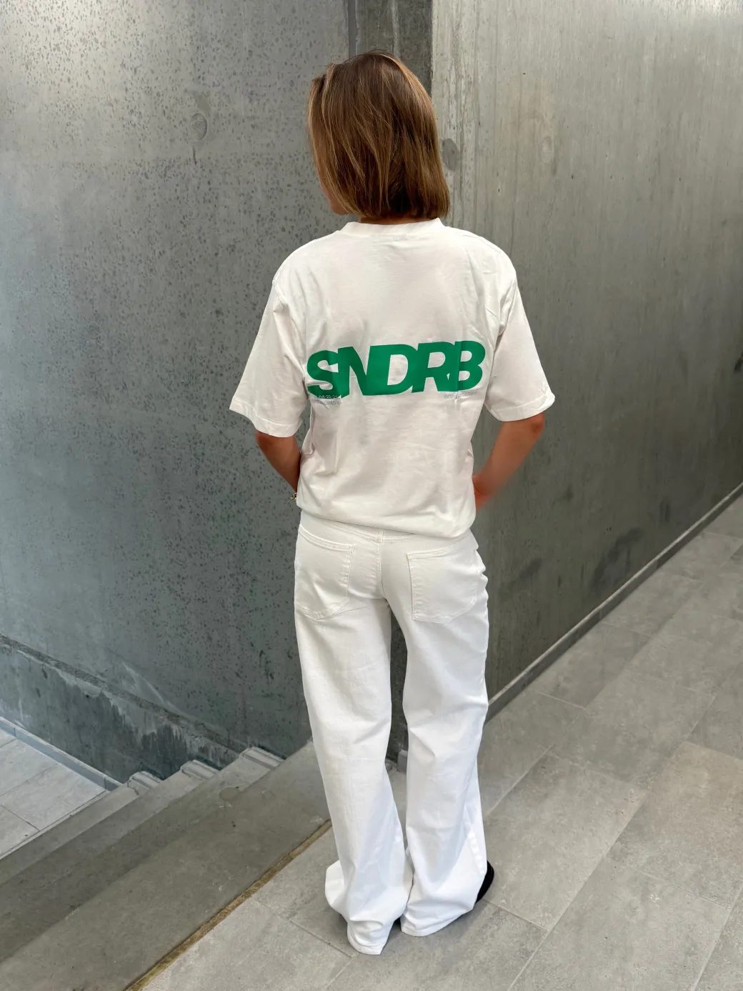 SNDRB t-shirt, hvid/grøn