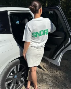 SNDRB t-shirt, hvid/grøn