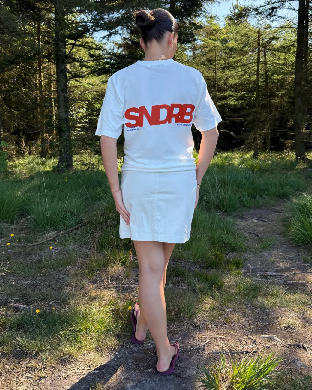 SNDRB t-shirt, hvid/rød