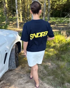 SNDRB t-shirt, navy/gul