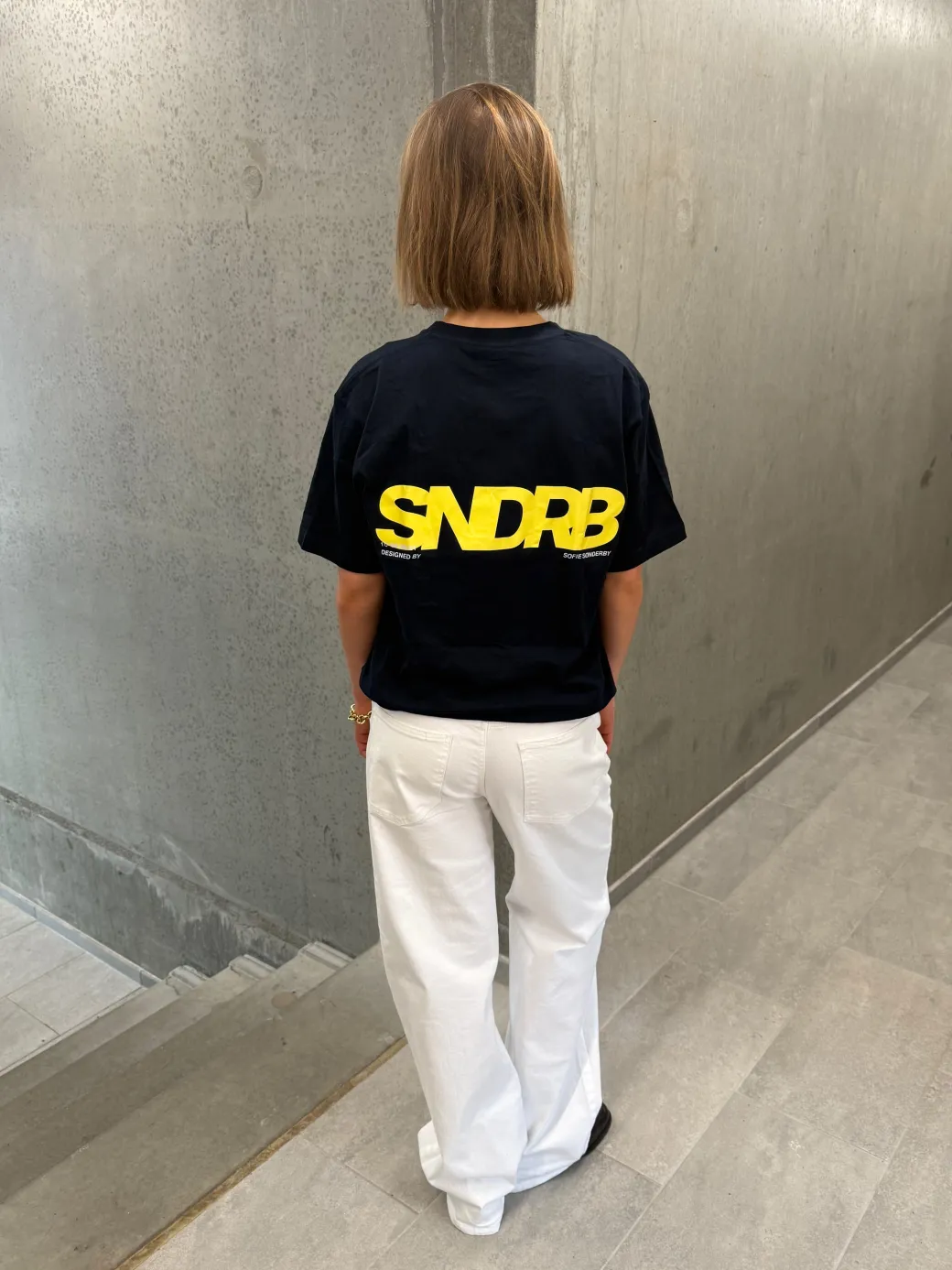 SNDRB t-shirt, navy/gul