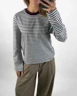 SOPHIA long sleeve, bordeaux/lyseblå