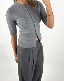 SPINA kortærmet cardigan, grå