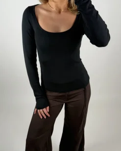 STAR langærmet bluse, sort