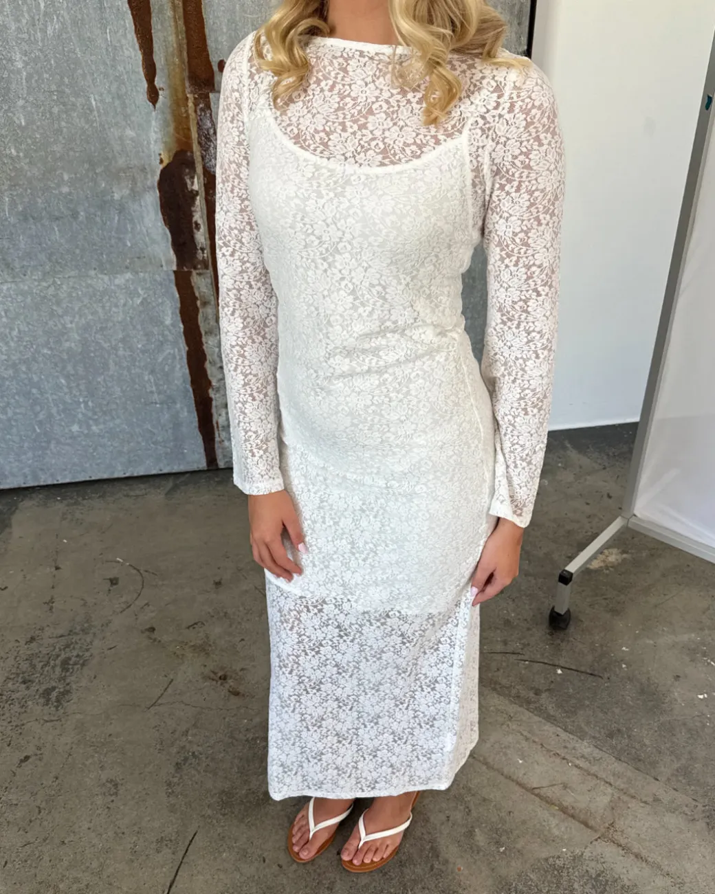 STINE blonde kjole, hvid