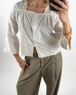 SUNELA bluse 3/4 ærme, hvid