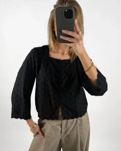 SUNELA bluse 3/4 ærme, sort