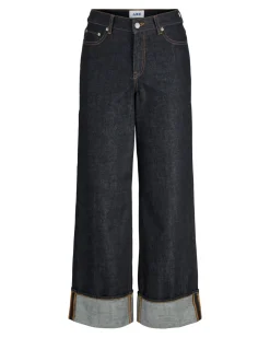 TOKYO fold up wide leg jeans, mørkeblå