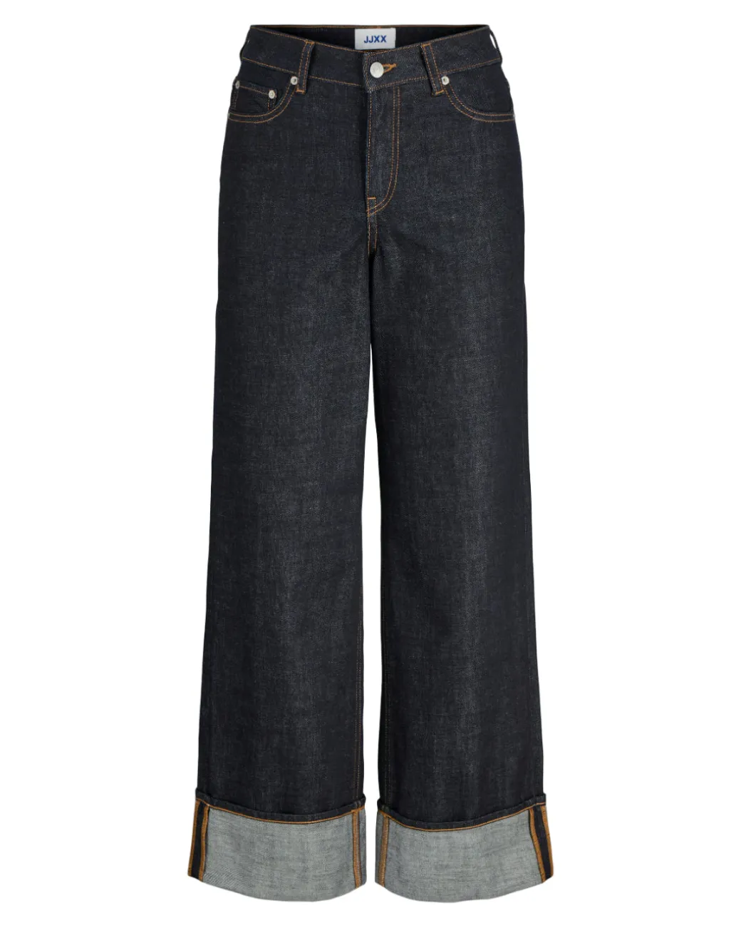 TOKYO fold up wide leg jeans, mørkeblå
