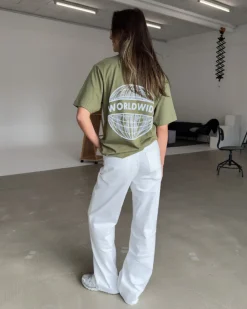 WORLDWIDE t-shirt, army/hvid