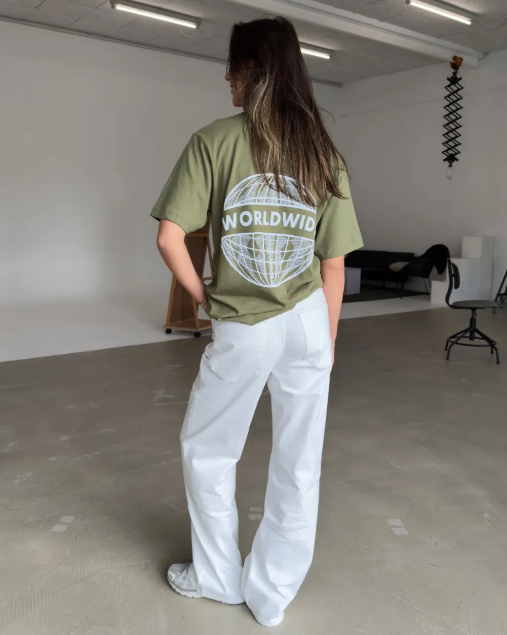 WORLDWIDE t-shirt, army/hvid