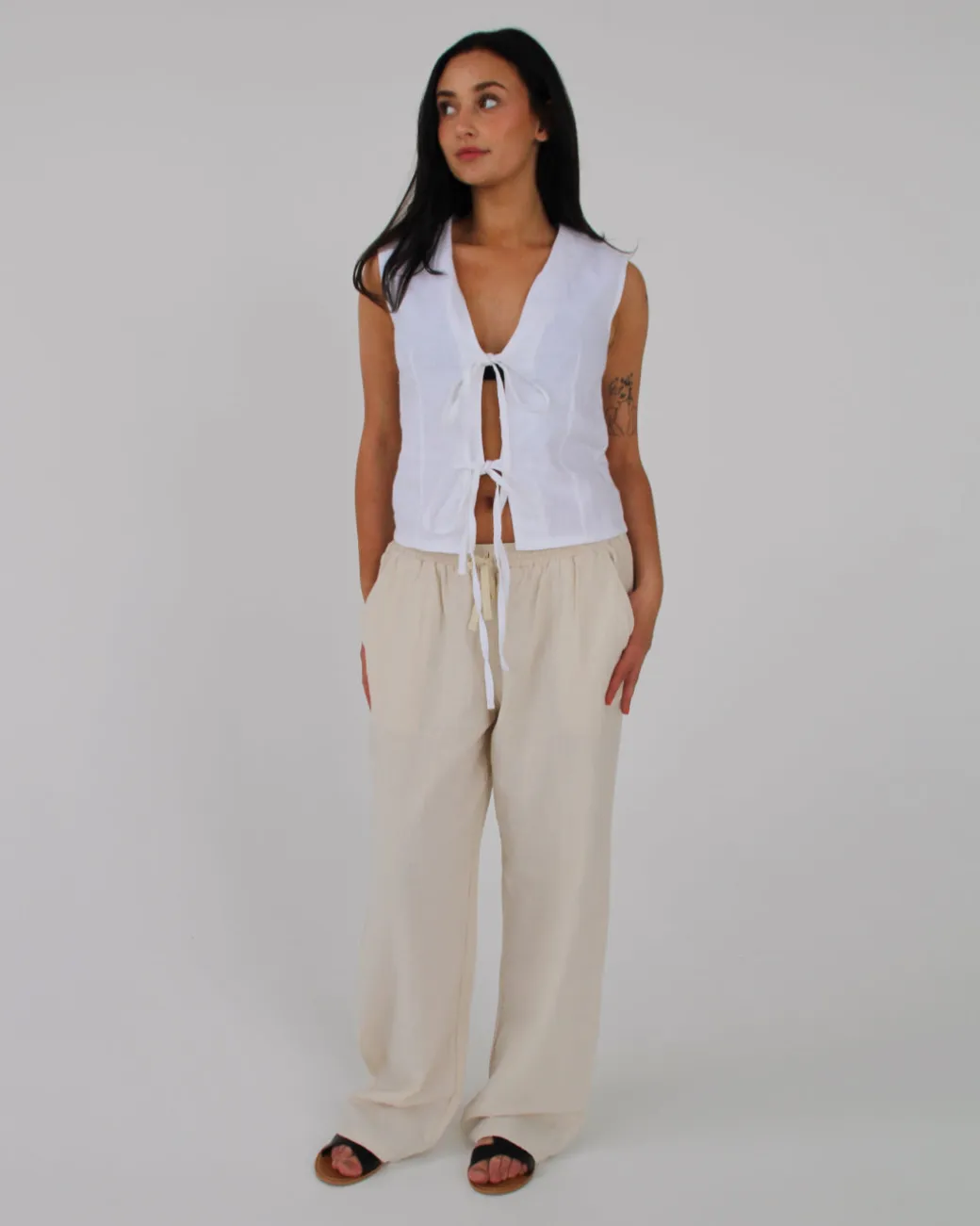 ZARA hørbukser, beige