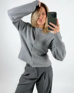 ZARI strik cardigan, grå
