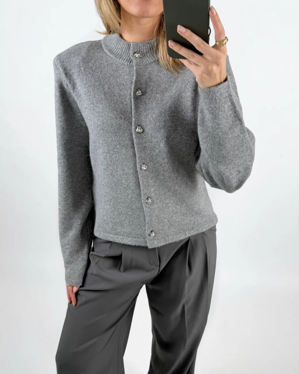 ZARI strik cardigan, grå