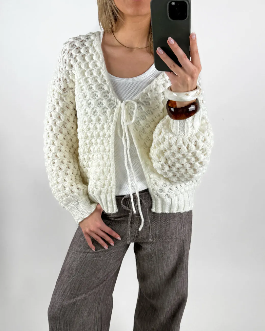 ZOE strik cardigan, hvid