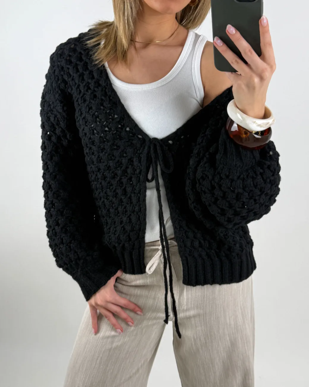 ZOE strik cardigan, sort